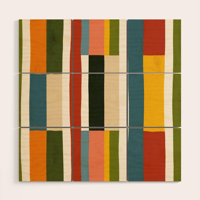 Autumn Winter Striped Revival Wood Wall Art Gallery Image 1