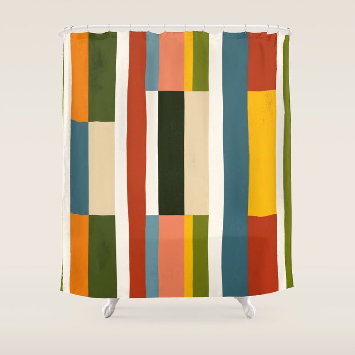 Autumn Winter Striped Revival Shower Curtain Gallery Image 1