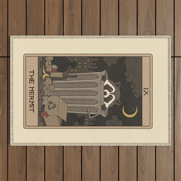 The Hermit - Raccoons Tarot Outdoor Rug Gallery Image 1