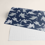 Origami metallic dragon friends // oxford navy blue background metal silver fantasy animals Wrapping Paper Gallery Image 2