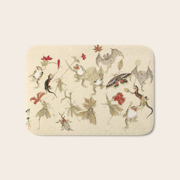 Dancing Forest Of Frogs By Kawanabe Kyosai 1879 Bath Mat Gallery Image 1