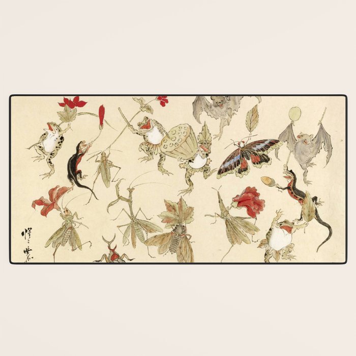 Dancing Forest Of Frogs By Kawanabe Kyosai 1879 Desk Mat Gallery Image 3