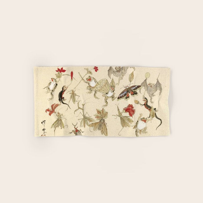 Dancing Forest Of Frogs By Kawanabe Kyosai 1879 Bath Towel Gallery Image 1
