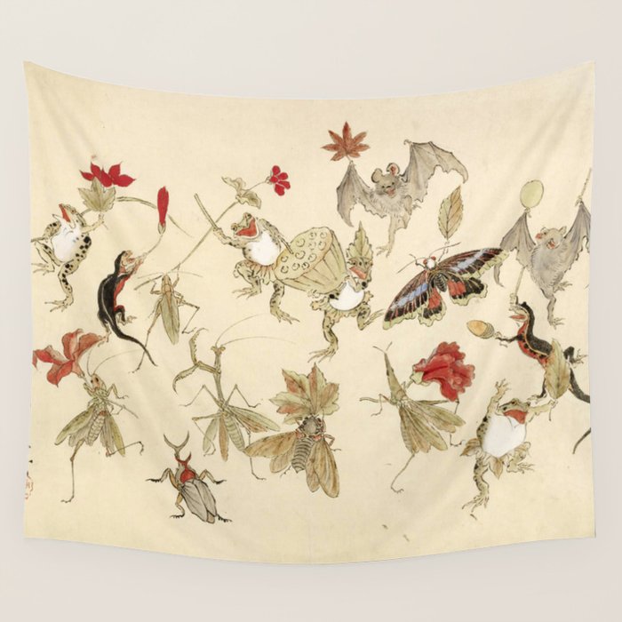 Dancing Forest Of Frogs By Kawanabe Kyosai 1879 Wall Tapestry Gallery Image 4