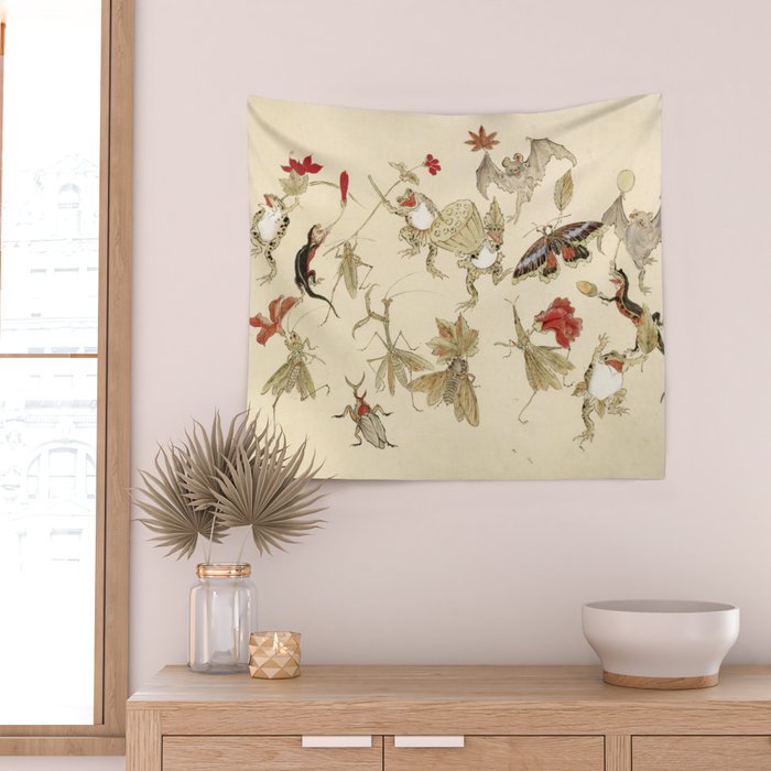 Dancing Forest Of Frogs By Kawanabe Kyosai 1879 Wall Tapestry Gallery Image 2