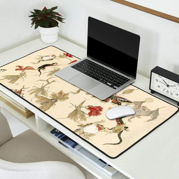 Dancing Forest Of Frogs By Kawanabe Kyosai 1879 Desk Mat Gallery Image 2