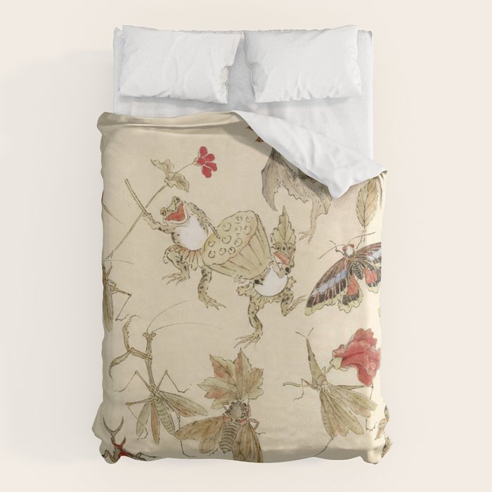 Dancing Forest Of Frogs By Kawanabe Kyosai 1879 Duvet Cover Gallery Image 1