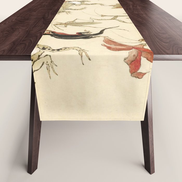 Dancing Forest Of Frogs By Kawanabe Kyosai 1879 Table Runner Gallery Image 1