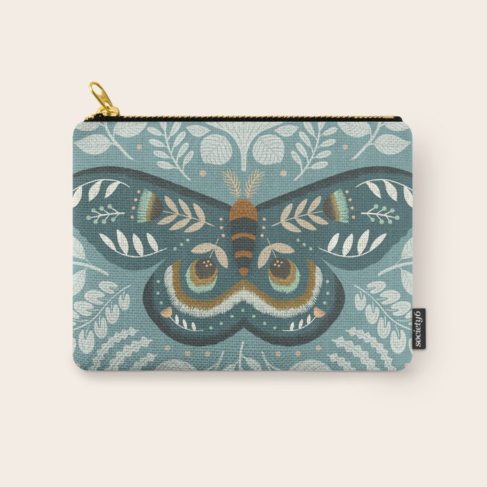 Folk Art Moth - Blue Gray Carry All Pouch Gallery Image 1