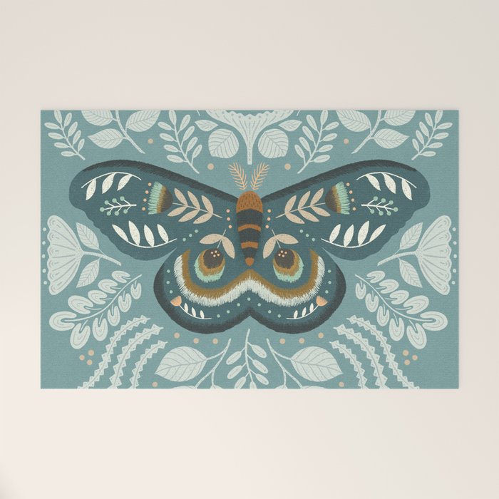 Folk Art Moth - Blue Gray Welcome Mat Gallery Image 1