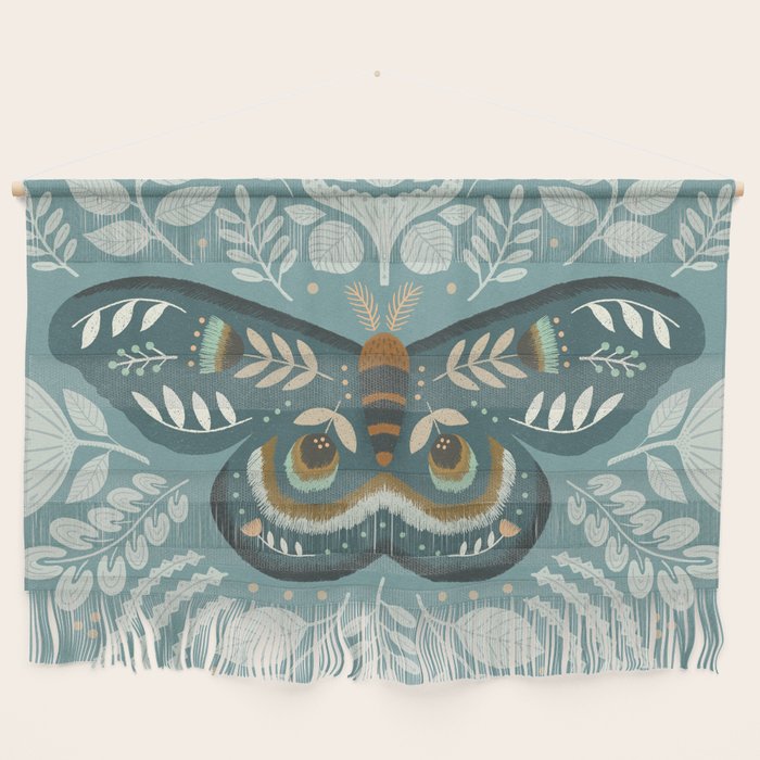 Folk Art Moth - Blue Gray Wall Hanging Gallery Image 1