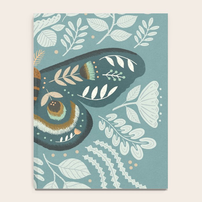Folk Art Moth - Blue Gray Notebook Gallery Image 4