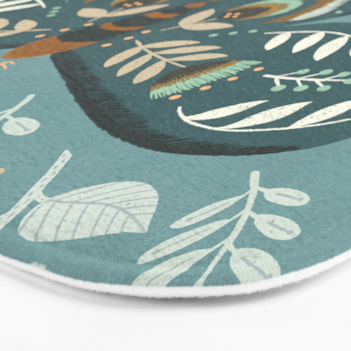 Folk Art Moth - Blue Gray Bath Mat Gallery Image 3