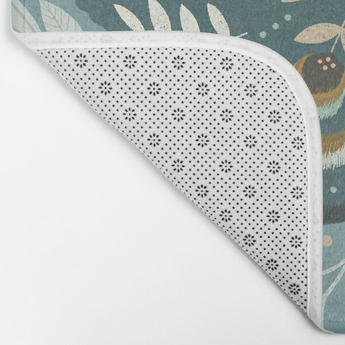 Folk Art Moth - Blue Gray Bath Mat Gallery Image 2