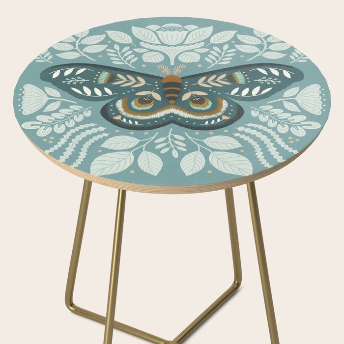 Folk Art Moth - Blue Gray Side Table Gallery Image 2