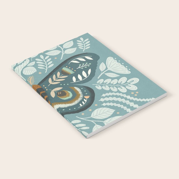 Folk Art Moth - Blue Gray Notebook Gallery Image 2