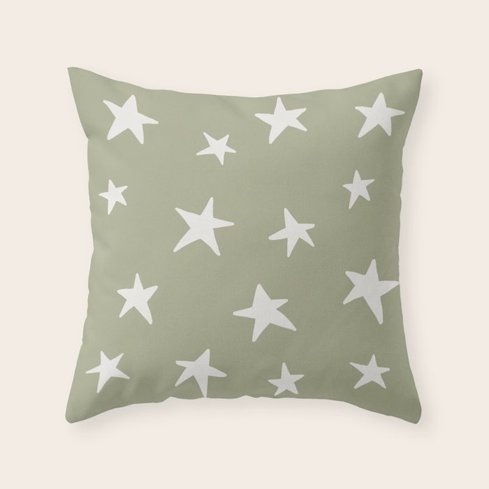 Stars Sage Green Throw Pillow Gallery Image 6