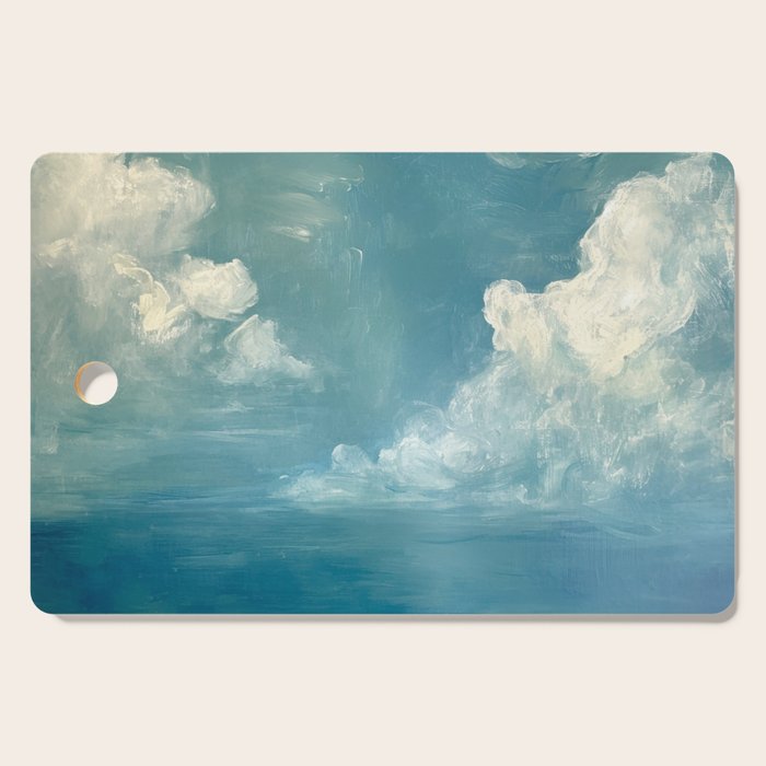 Vintage Elegant White Clouds Blue Sky Cutting Board Gallery Image 1