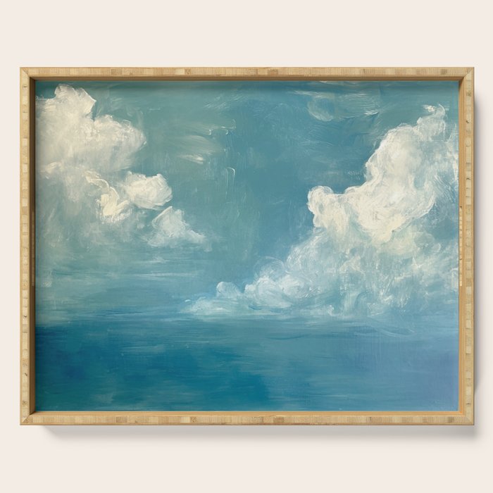 Vintage Elegant White Clouds Blue Sky Serving Tray Gallery Image 1