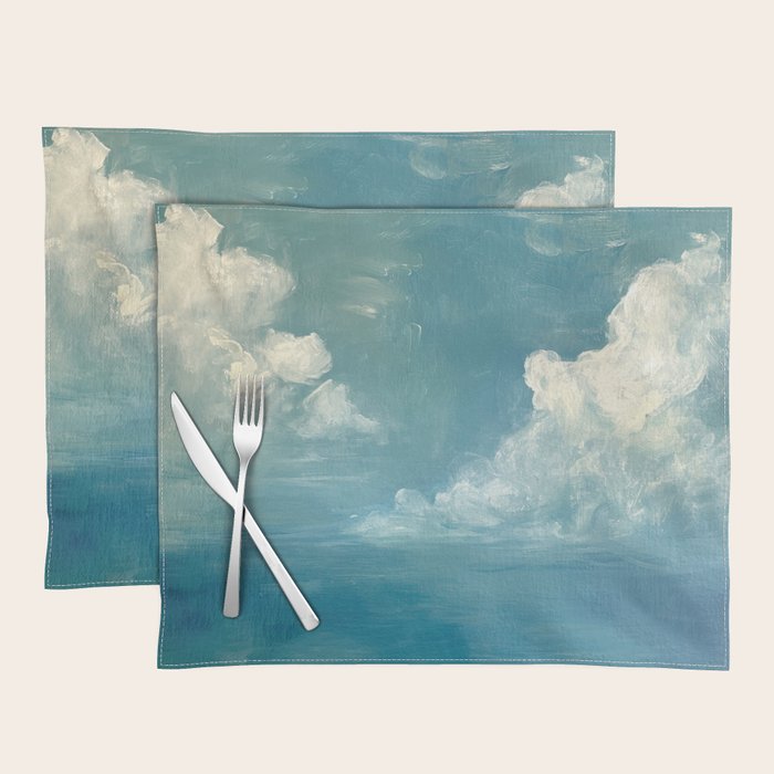 Vintage Elegant White Clouds Blue Sky Placemat Gallery Image 1