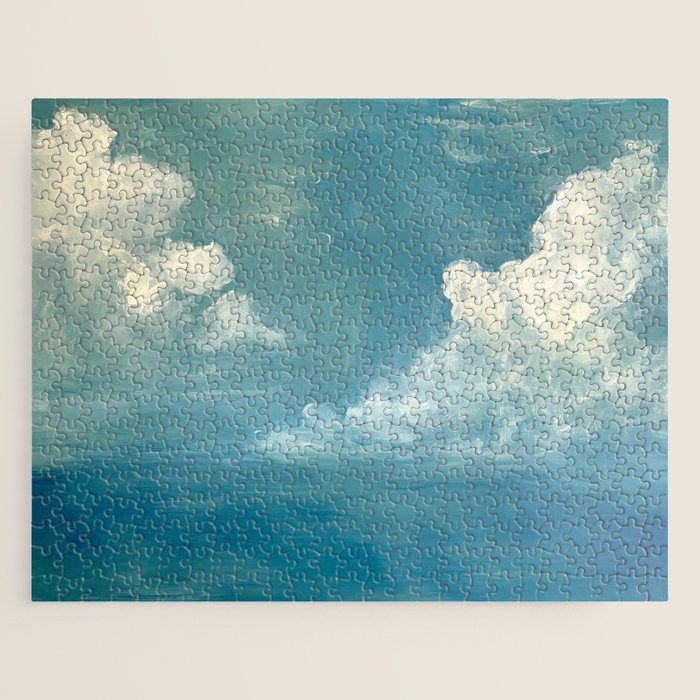 Vintage Elegant White Clouds Blue Sky Jigsaw Puzzle Gallery Image 1