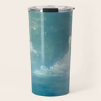 Vintage Elegant White Clouds Blue Sky Travel Mug Gallery Image 1