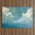 Vintage Elegant White Clouds Blue Sky Outdoor Rug Gallery Image 1
