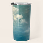 Vintage Elegant White Clouds Blue Sky Travel Mug Gallery Image 3