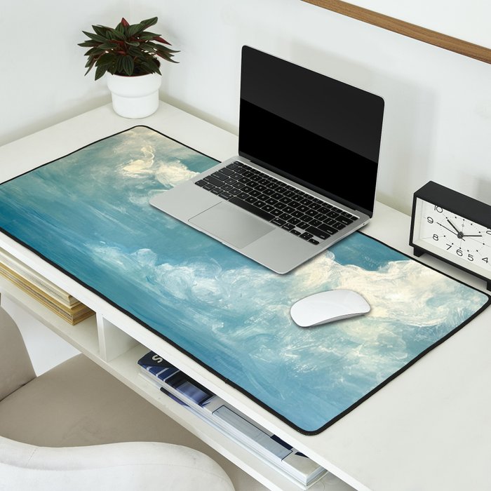 Vintage Elegant White Clouds Blue Sky Desk Mat Gallery Image 2