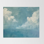 Vintage Elegant White Clouds Blue Sky Throw Blanket Gallery Image 2