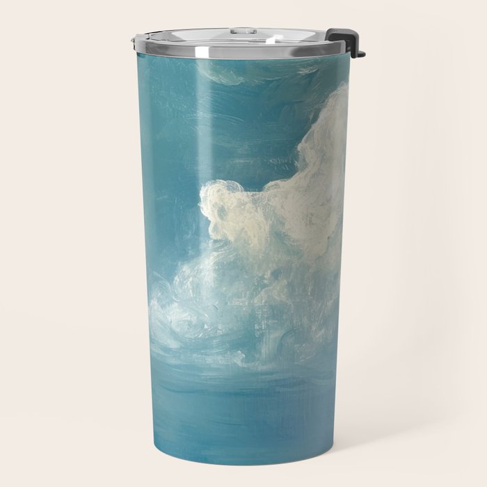 Vintage Elegant White Clouds Blue Sky Travel Mug Gallery Image 2