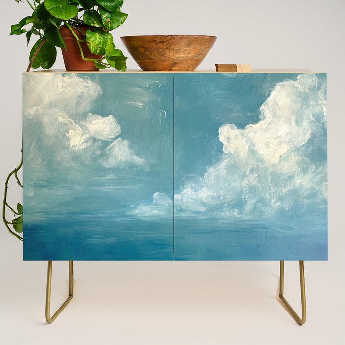 Vintage Elegant White Clouds Blue Sky Credenza Gallery Image 1