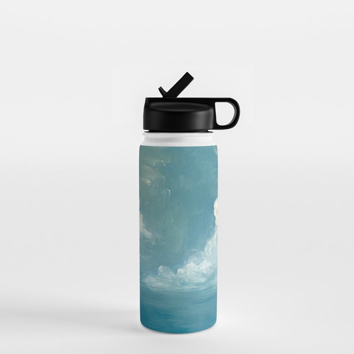 Vintage Elegant White Clouds Blue Sky Water Bottle Gallery Image 1