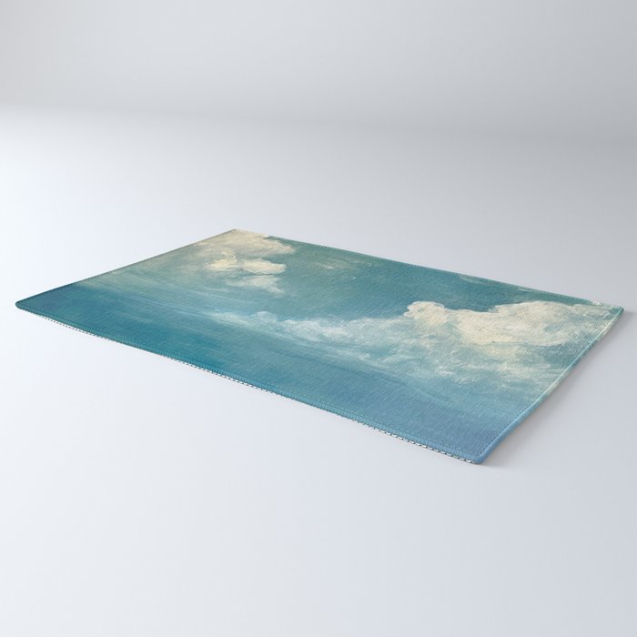Vintage Elegant White Clouds Blue Sky Rug Gallery Image 3