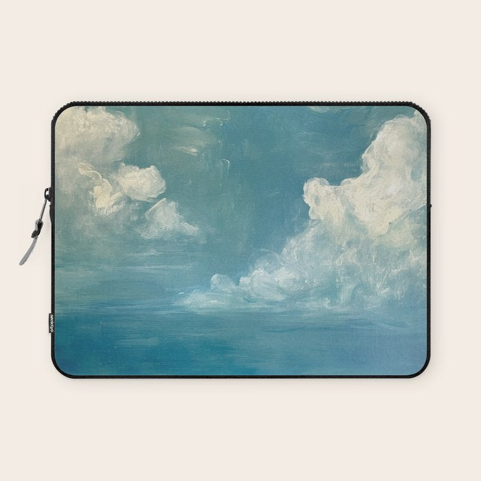 Vintage Elegant White Clouds Blue Sky Laptop Sleeve Gallery Image 1