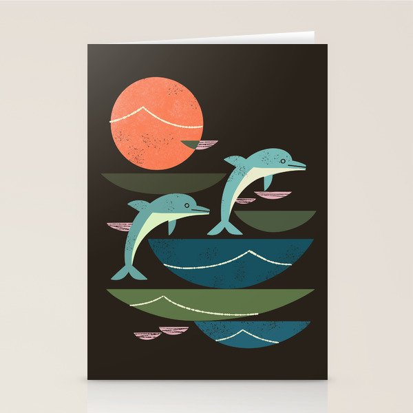 Sunset Dolphins Stationery Card Gallery Image 2