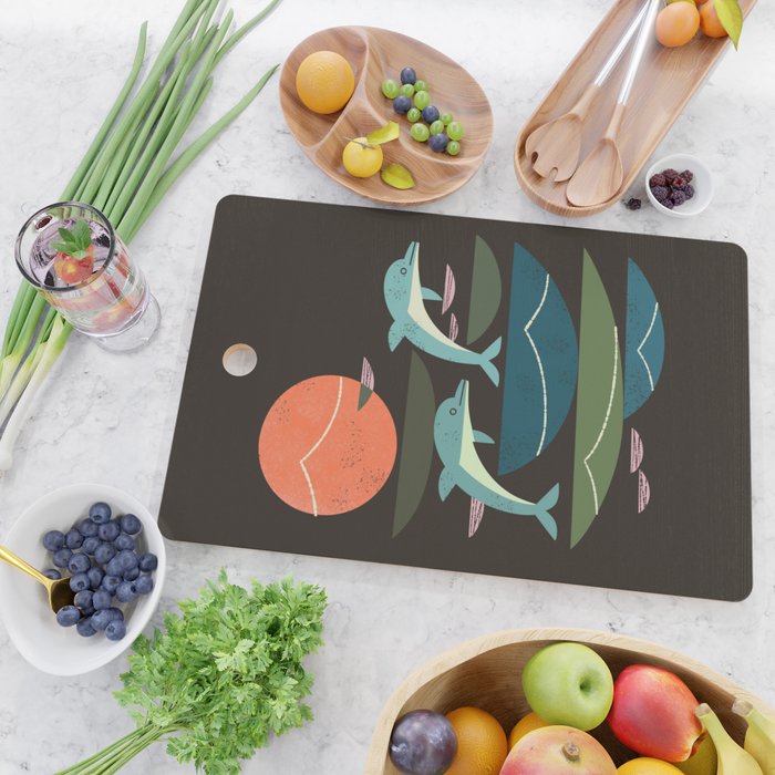 Sunset Dolphins Cutting Board Gallery Image 2