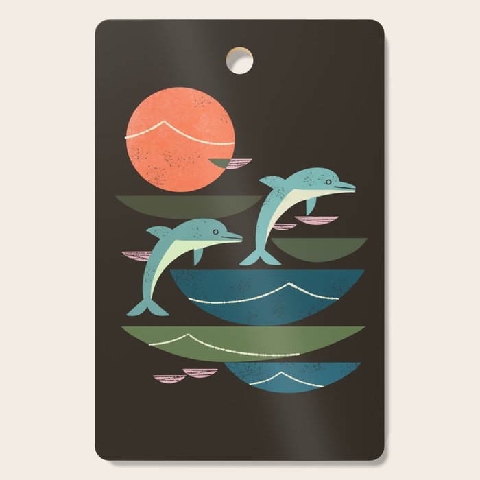 Sunset Dolphins Cutting Board Gallery Image 1