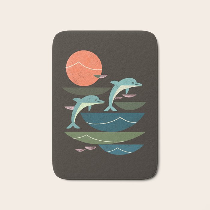 Sunset Dolphins Bath Mat Gallery Image 1