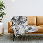 Black gray modern watercolor roses floral pattern Throw Blanket Gallery Image 1