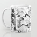 Black gray modern watercolor roses floral pattern Coffee Mug Gallery Image 3