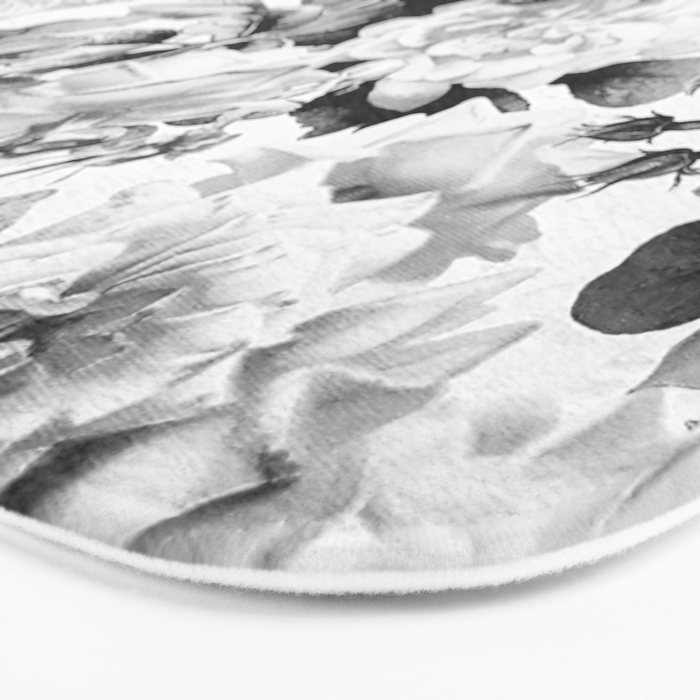 Black gray modern watercolor roses floral pattern Bath Mat Gallery Image 3