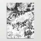 Black gray modern watercolor roses floral pattern Notebook Gallery Image 4