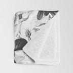 Black gray modern watercolor roses floral pattern Throw Blanket Gallery Image 3