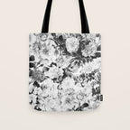 Black gray modern watercolor roses floral pattern Tote Bag Gallery Image 1