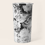 Black gray modern watercolor roses floral pattern Travel Mug Gallery Image 1