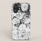 Black gray modern watercolor roses floral pattern iPhone Case Gallery Image 1