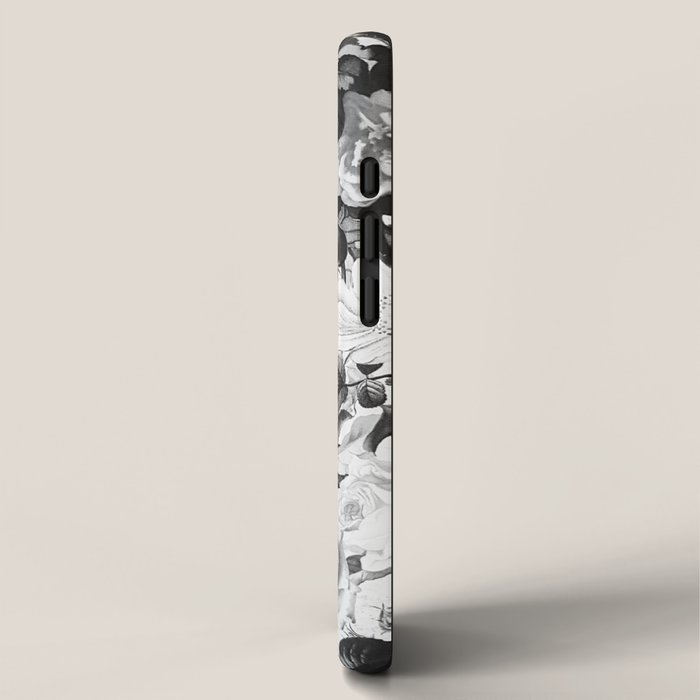Black gray modern watercolor roses floral pattern iPhone Case Gallery Image 2