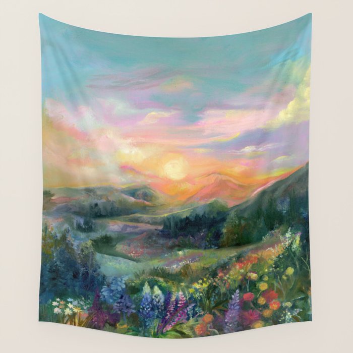 Sunset Landscape Wall Tapestry Gallery Image 4