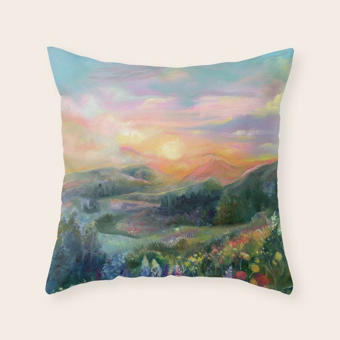 Sunset Landscape Throw Pillow Gallery Image 6
